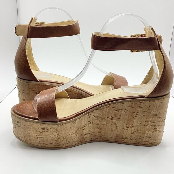 M. Gemi Cognac Tanned Leather Cork Platform Sandal 39 8.5 US - Picture 5 of 11